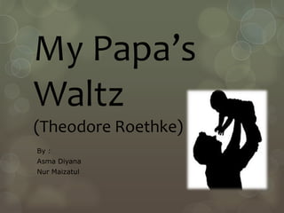 My Papa’s
Waltz
(Theodore Roethke)
By :
Asma Diyana
Nur Maizatul
 