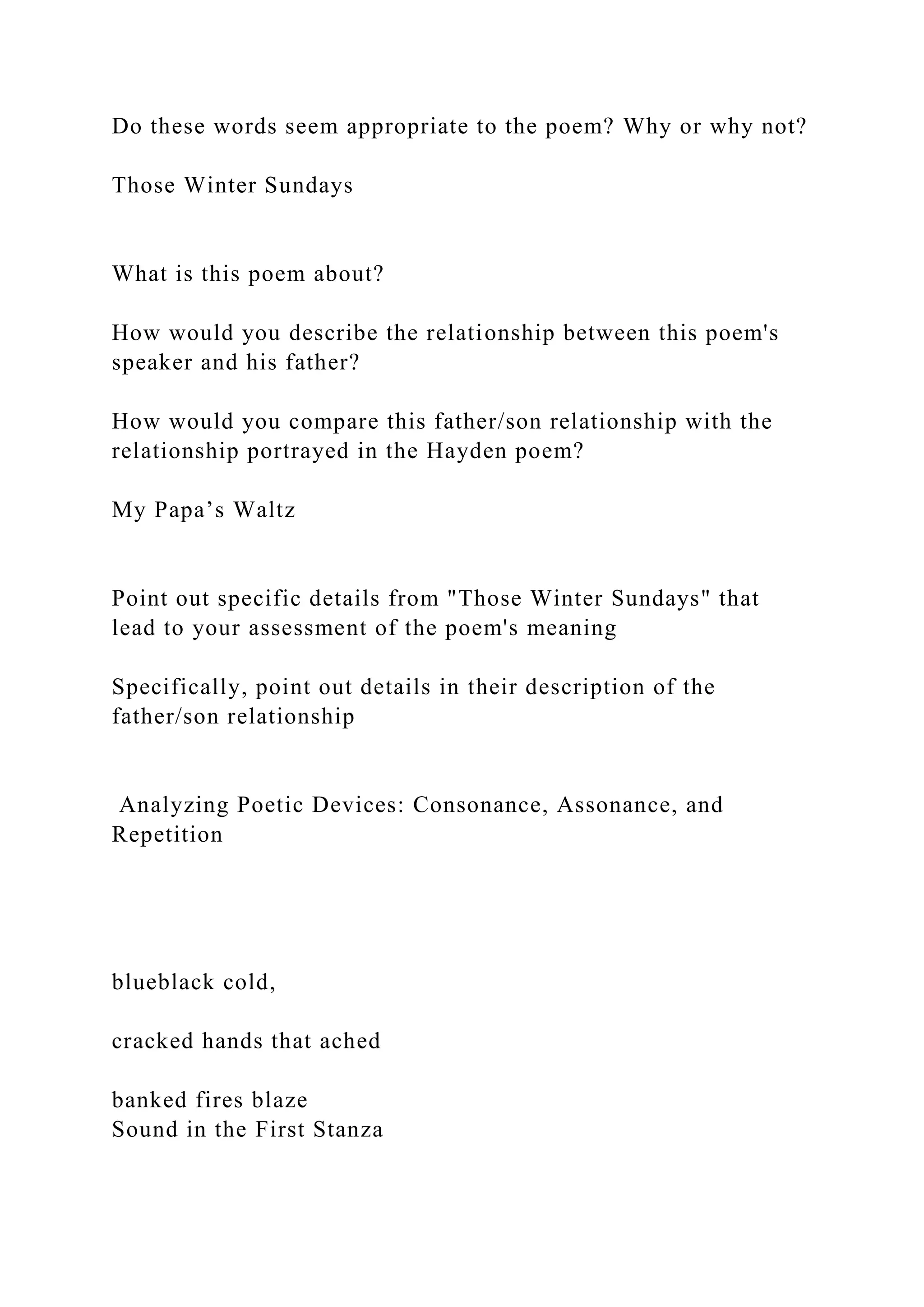 My Papa’s Waltz” and Those Winter Sunday’s”Papas in Poetry.docx