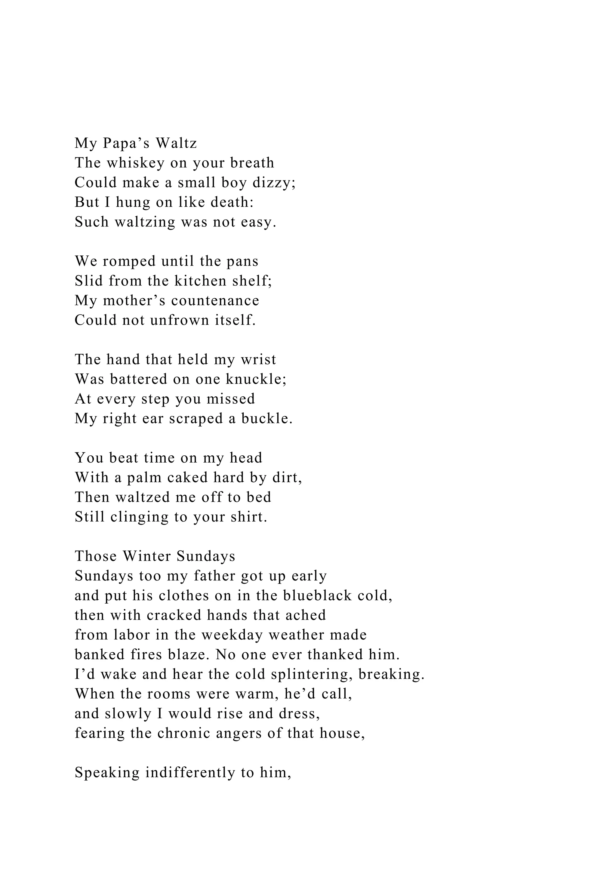 My Papa’s WaltzThe whiskey on your breathCould make a small .docx