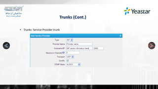 Trunks (Cont.)
• Trunks- Service Provider trunk
 