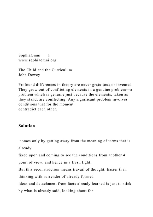 My Pedagogic Creed by John Dewey John Deweys fam.docx | Parenting ...