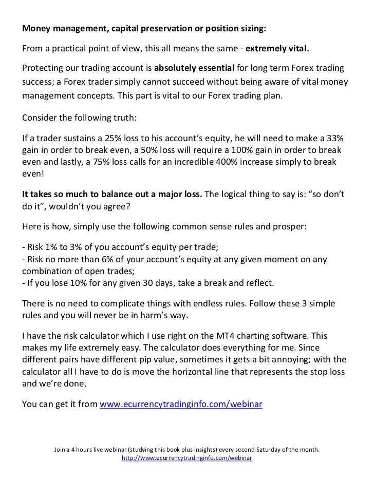 A forex trading plan