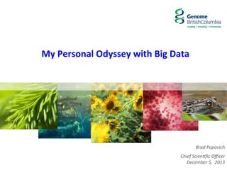 My	
  Personal	
  Odyssey	
  with	
  Big	
  Data	
  

Brad	
  Popovich
	
  
Chief	
  Scien2ﬁc	
  Oﬃcer
	
  
December	
  5,	
  	
  2013
	
  

 