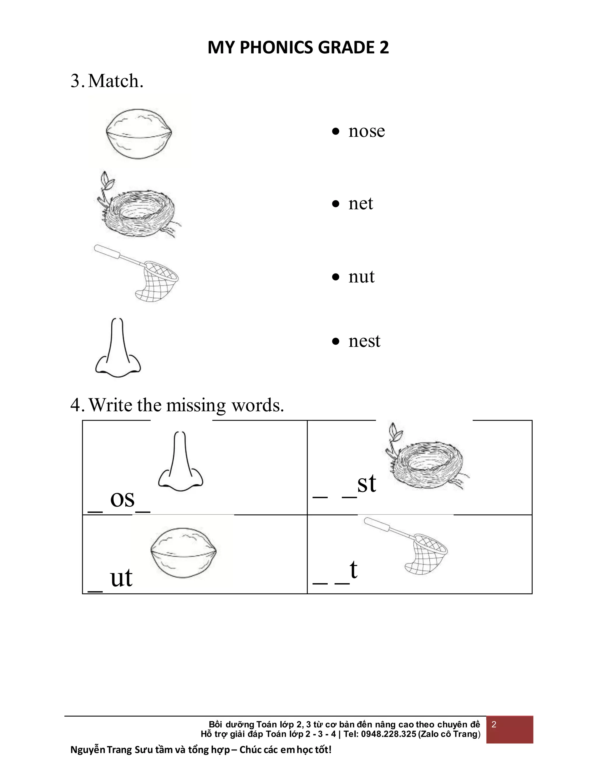 BÀI TẬP MY PHONICS GRADE 2 VỚI CÁC HOẠT ĐỘNG LUYỆN ĐỌC VÀ VIẾT TỪ CƠ BẢN