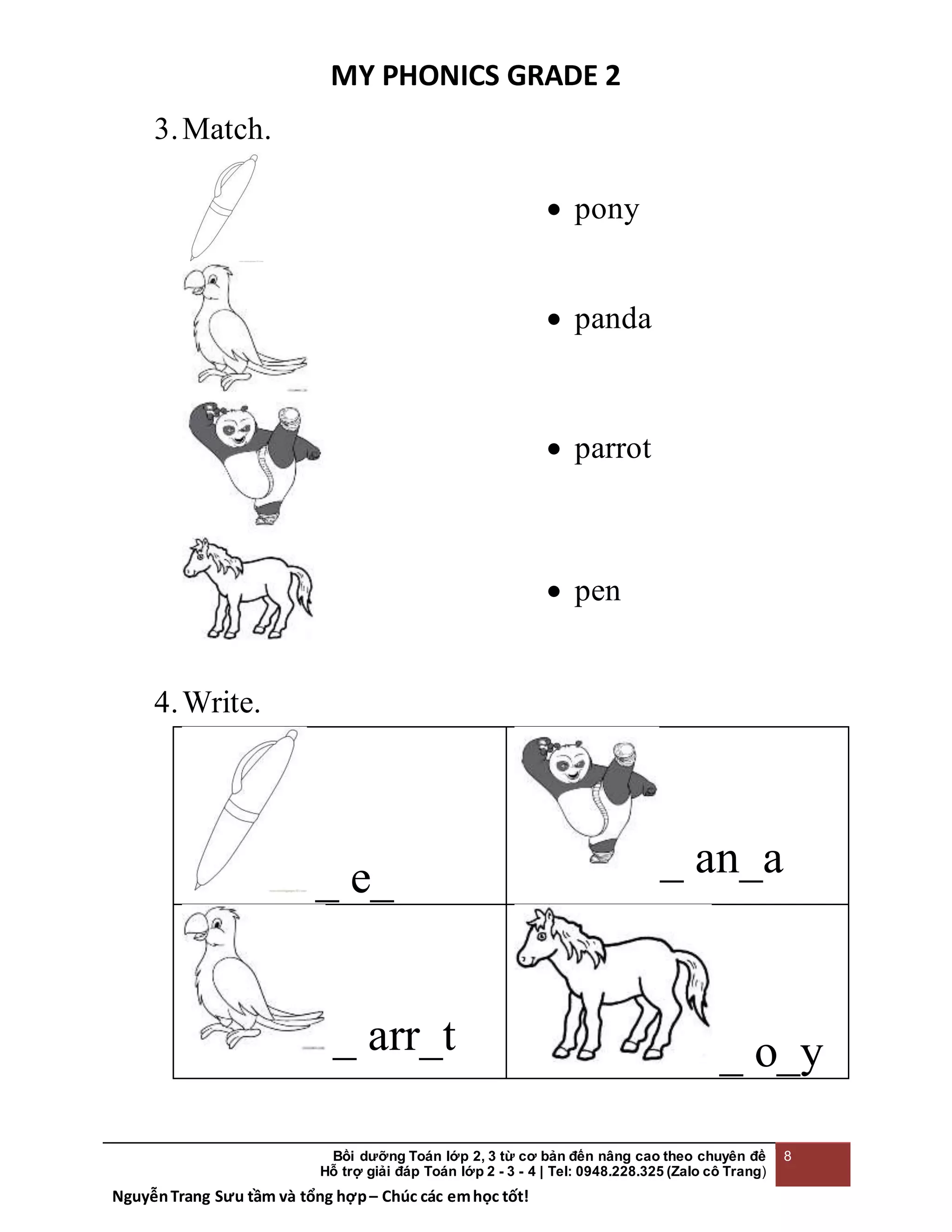 BÀI TẬP TIẾNG ANH CHO SÁCH MY PHONICS GRADE 2 | DOCX