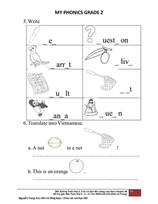 BÀI TẬP TIẾNG ANH CHO SÁCH MY PHONICS GRADE 2 | DOCX