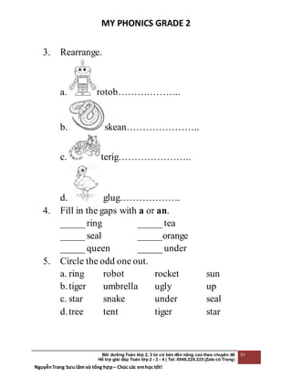 BÀI TẬP TIẾNG ANH CHO SÁCH MY PHONICS GRADE 2 | DOCX