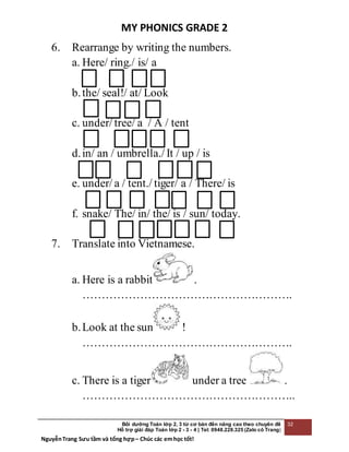 BÀI TẬP TIẾNG ANH CHO SÁCH MY PHONICS GRADE 2 | DOCX