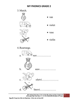 BÀI TẬP TIẾNG ANH CHO SÁCH MY PHONICS GRADE 2 | DOCX
