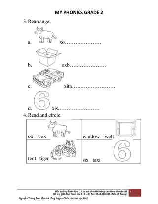 BÀI TẬP TIẾNG ANH CHO SÁCH MY PHONICS GRADE 2 | DOCX