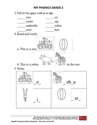BÀI TẬP TIẾNG ANH CHO SÁCH MY PHONICS GRADE 2 | DOCX