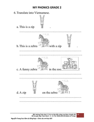 BÀI TẬP TIẾNG ANH CHO SÁCH MY PHONICS GRADE 2 | DOCX