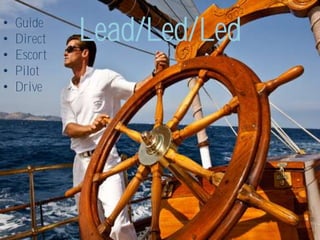 •
•
    Guide
    Direct   Lead/Led/Led
•   Escort
•   Pilot
•   Drive
 