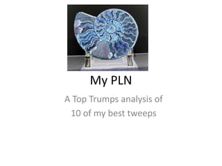 My PLN
A Top Trumps analysis of
 10 of my best tweeps
 