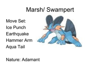 Marsh/ Swampert Move Set: Ice Punch Earthquake Hammer Arm Aqua Tail Nature: Adamant