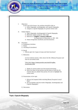(PART 2 OF 2) Off - Campus Practice Teaching Portfolio | DOCX