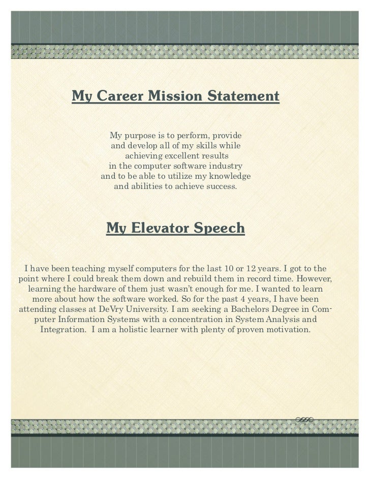 personal mission statements for resume