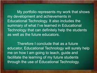 My Portfolio in Educational Technology | PPTX