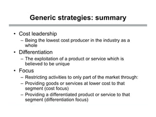 Poter's Generic Model
