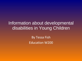 Information about developmental disabilities in Young Children By Tessa Fish Education W200 