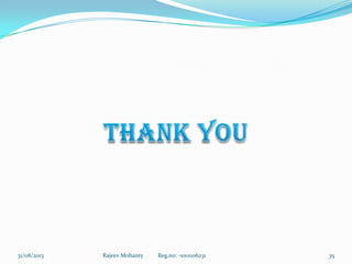 31/08/2013 Rajeev Mohanty Reg.no: -1001106231 35
 