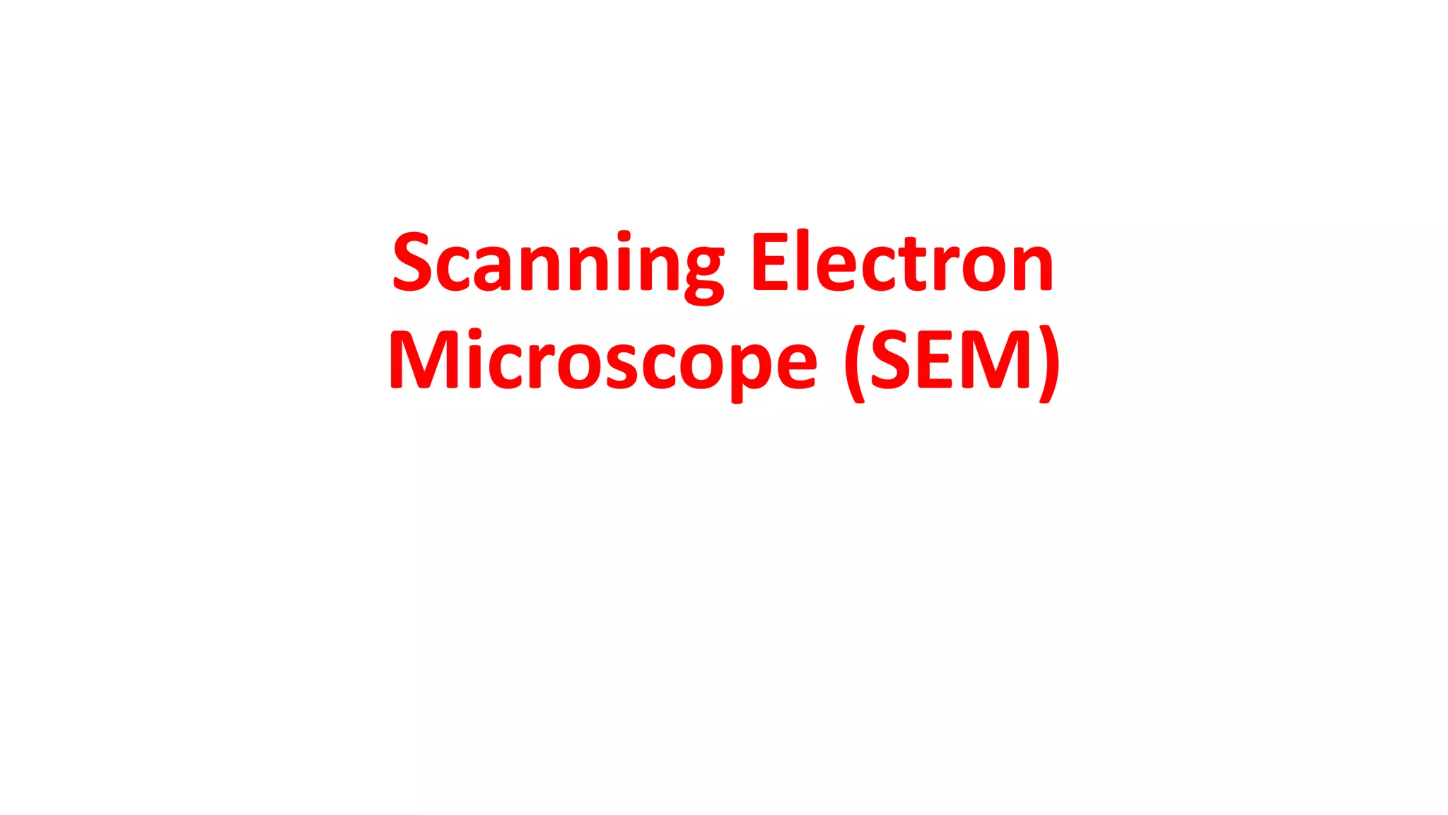 Scanning Electron
Microscope (SEM)
 