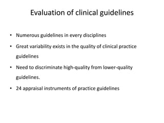 Development and Evaluation of clinical practice guideline (CPG) in ...