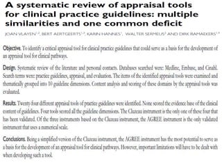Development and Evaluation of clinical practice guideline (CPG) in ...