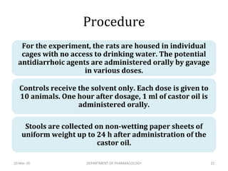 Prochlorperazine Testing Lab Rats pharmacological Preclinical screening of antidiarrheal and Laxatives | PDF