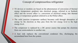 Domestic refrigerator vs compressor-less refrigerator | PPTX
