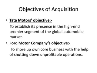 Ford Performance Objectives Tata and Ford acquisition | PPT