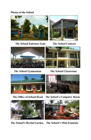 Photos of the School
The School Entrance Gate The School Canteen
The School Gymnasium The School Classrooms
The Office of School Head The School’s Computer Room
The School’s Herbal Garden The School’s Mini Fountain
 