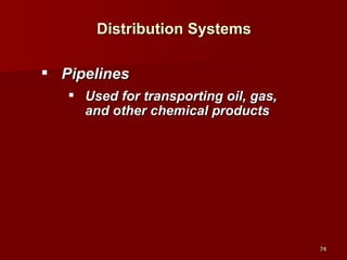 Distribution Systems Pipelines Used for transporting oil, gas, and other chemical products 