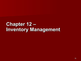 Chapter 12 –  Inventory Management 