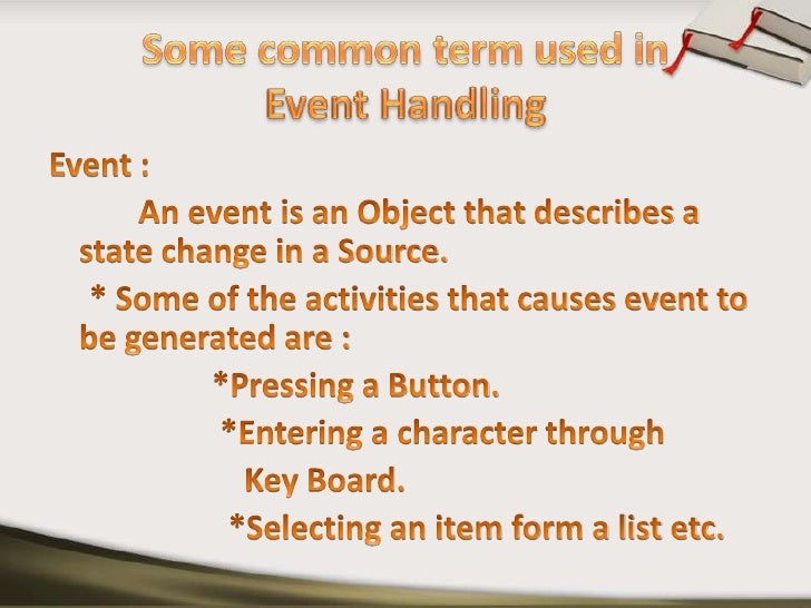 Event handling in java