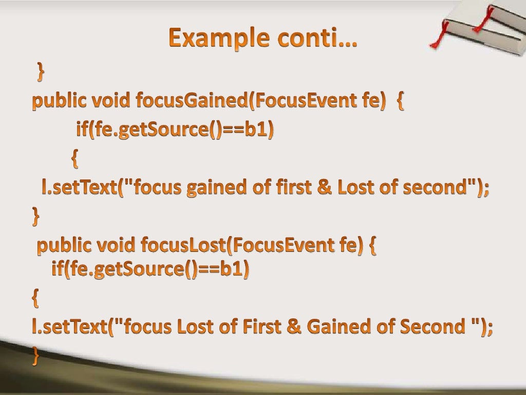 Event handling in java