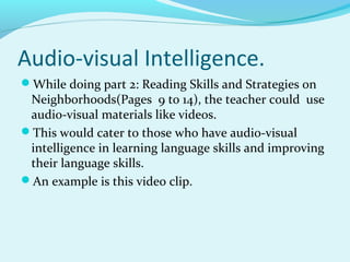 Audio Visual Inellgence Multiple Intelligences | PPT