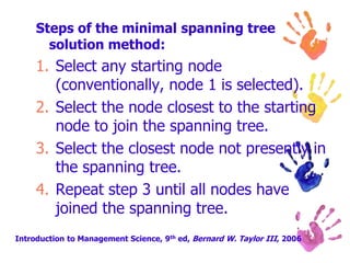 Definitions & Networking Basicsconnected graph (or connected network): has just one part. In other words you can reach any node in the graph or network via a chain from any other node. Practical Optimization: A Gentle Introduction, John W. Chinneck, 2010http://www.sce.carleton.ca/faculty/chinneck/po.html 