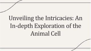 Unveiling the Intricacies: An
In-depth Exploration of the
Animal Cell
 