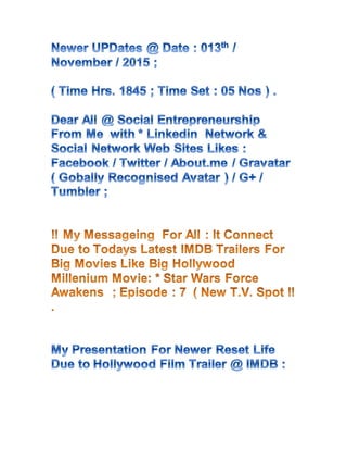  My presentation for newer reset life due to hollywood film trailers @ imdb  .