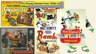 The Disney Movies from 1930s to
1990s
 