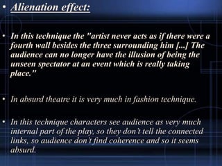 My presentation on "Influence of Theater of Absurd in the play 'The ...