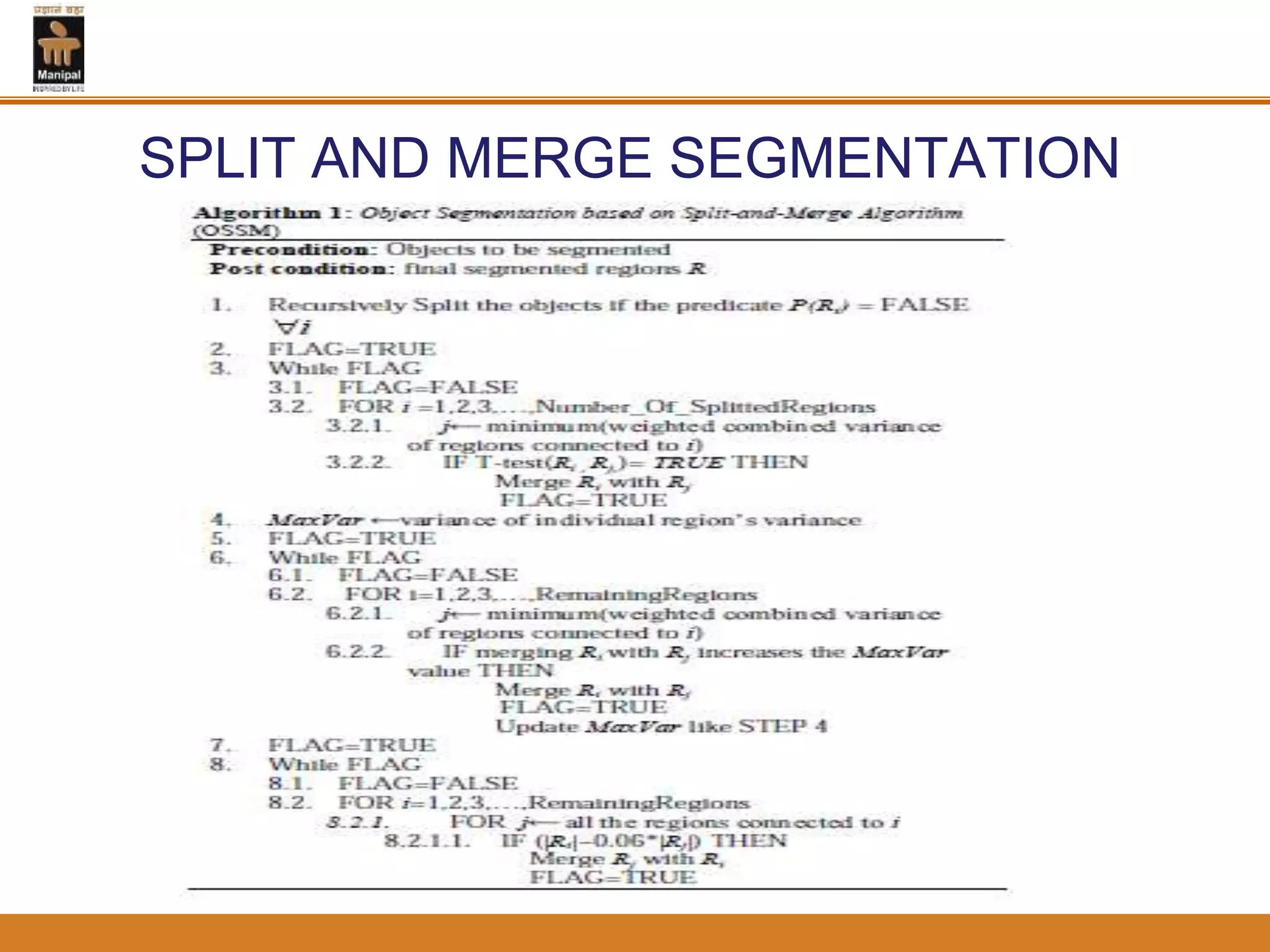 SPLIT AND MERGE SEGMENTATION
 