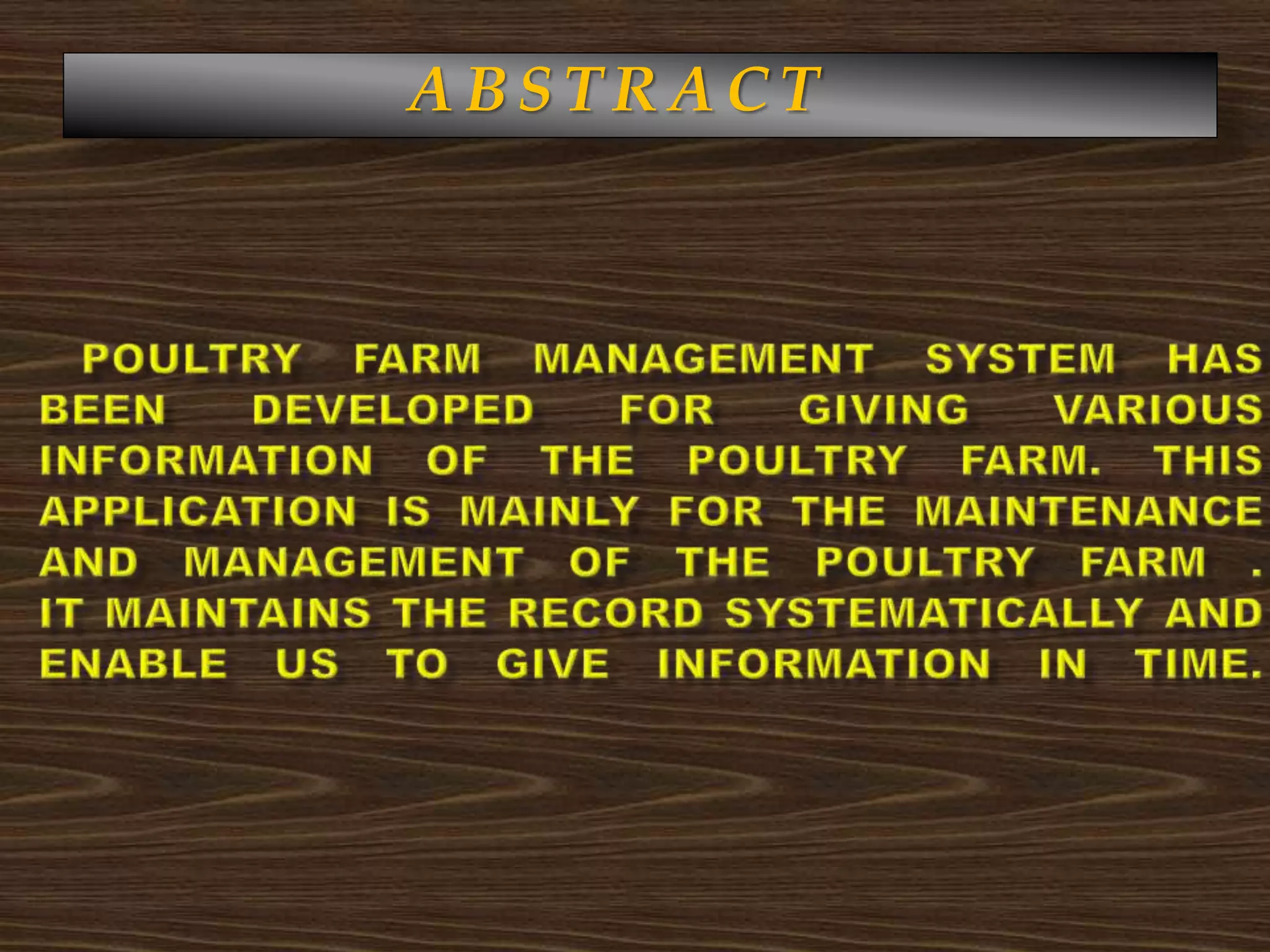 Poultry farm management system | PPTX