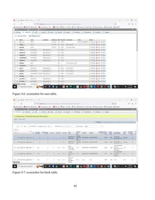 42
Figure 4.6: screenshot for user table.
Figure 4.7: screenshot for book table.
 