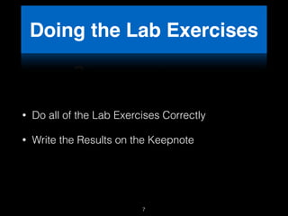 Doing the Lab Exercises
• Do all of the Lab Exercises Correctly
• Write the Results on the Keepnote
7
 