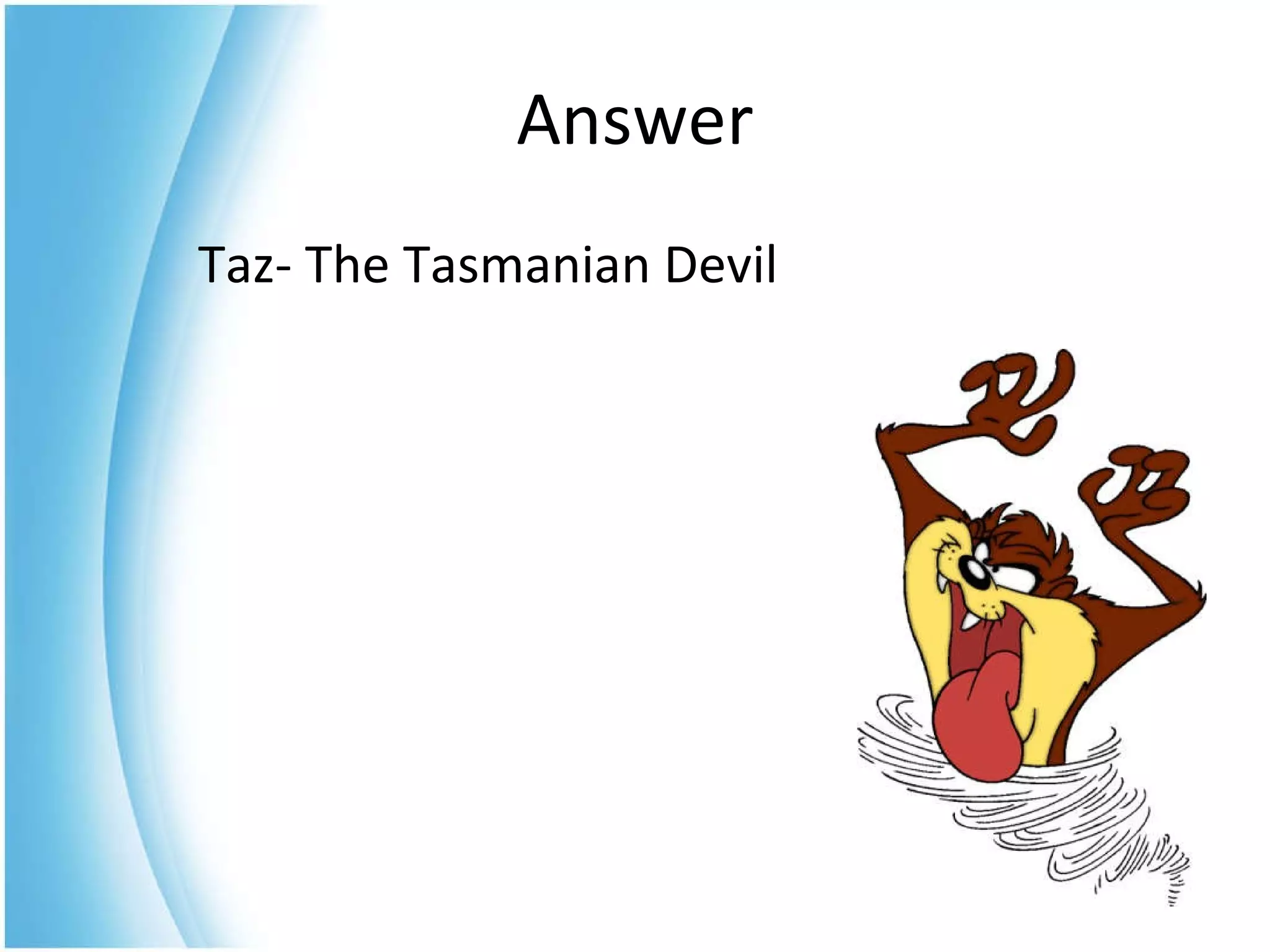 Taz- The Tasmanian Devil Answer 