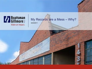 My Records are a Mess – Why?
3/23/2011
 