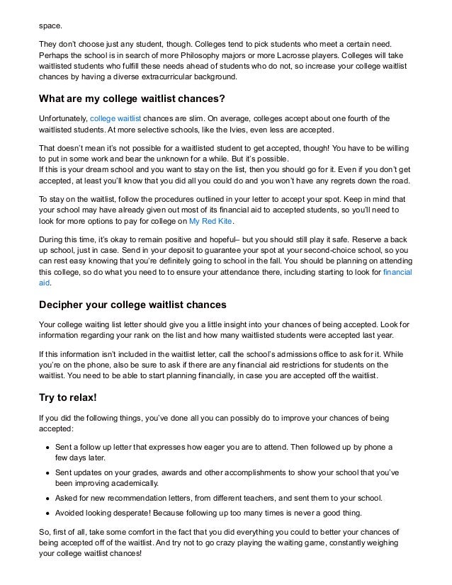 do i have a chance if i have been waitlisted college waitlist letters