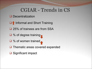 Reflections on Capacity Strengthening and Training — past, present and future